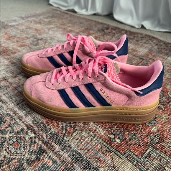 adidas Pink and Navy Gazelle Sneakers - Picture 2 of 4